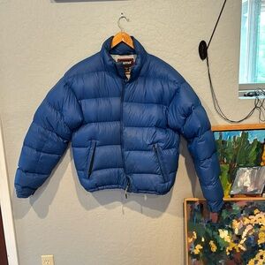 Vintage Goose Down Royal blue Marmot Jacket - slight dirt at cuff - spit in back
